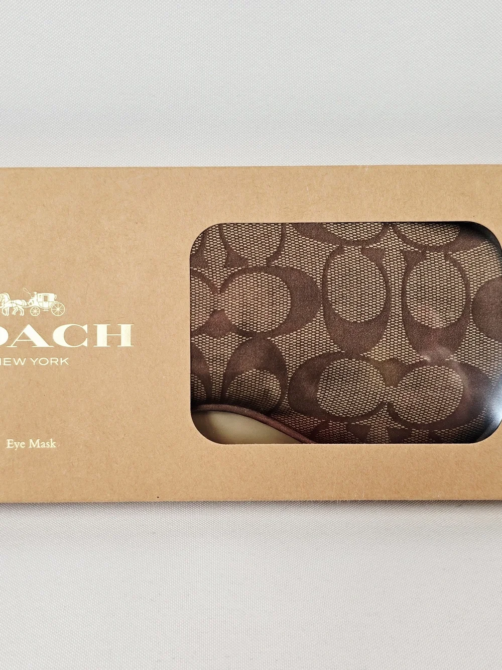 COACH KHAKI SIGNATURE SILK SLEEP EYE MASK CE958